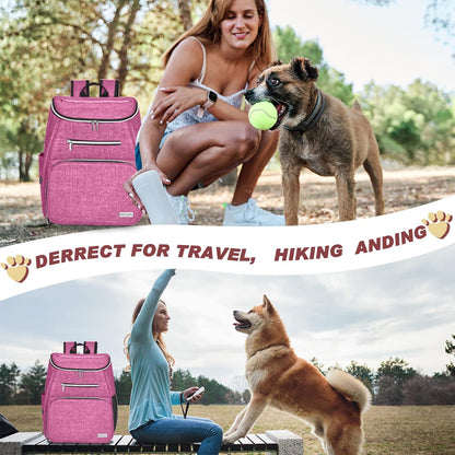 丨Dog Travel Bag Backpack, Airline Approved Pet Supplies Backpack, Dog Travel Bag with 2 Silicone Collapsible Bowls and 2 Food Baskets Pink