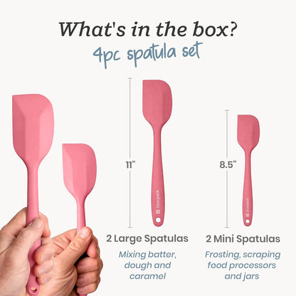 Starpack 'Scrape and Stir' Silicone Rubber Spatula Set (4-Piece) - LFGB Non Toxic, 600°F Heat Resistant, BPA-Free, One-Piece Kitchen Baking Spatulas - Dishwasher Safe for Nonstick Cookware Earthy Pink