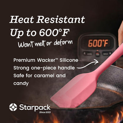 Starpack 'Scrape and Stir' Silicone Rubber Spatula Set (4-Piece) - LFGB Non Toxic, 600°F Heat Resistant, BPA-Free, One-Piece Kitchen Baking Spatulas - Dishwasher Safe for Nonstick Cookware Earthy Pink