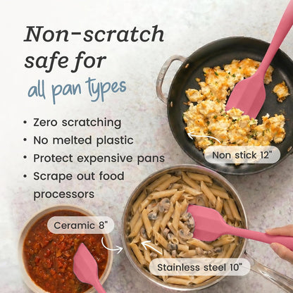 Starpack 'Scrape and Stir' Silicone Rubber Spatula Set (4-Piece) - LFGB Non Toxic, 600°F Heat Resistant, BPA-Free, One-Piece Kitchen Baking Spatulas - Dishwasher Safe for Nonstick Cookware Earthy Pink