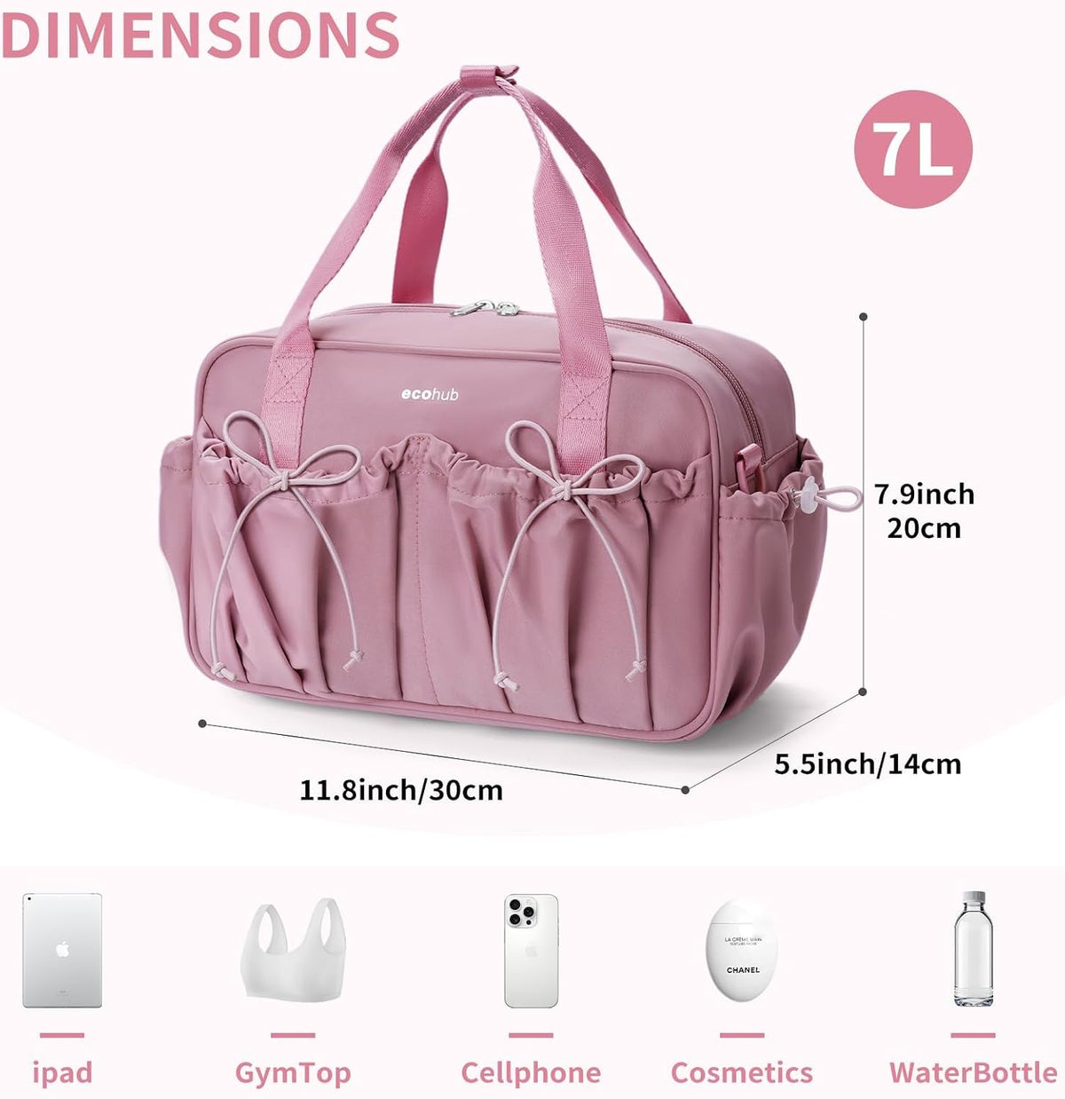 Small Gym Bag for Women, Mini Duffle Bag with Wet Compartment Pink