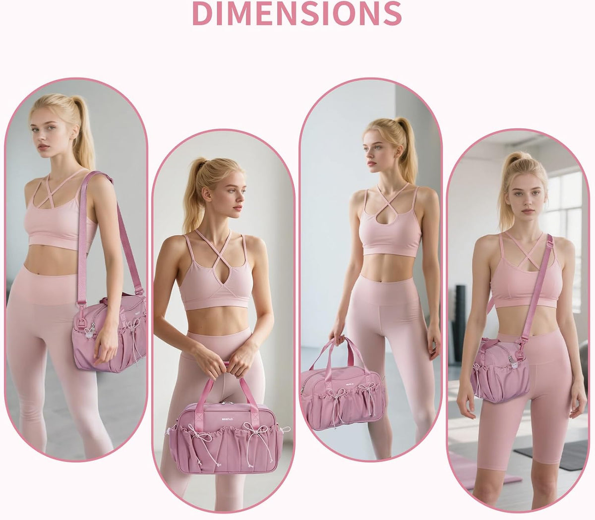Small Gym Bag for Women, Mini Duffle Bag with Wet Compartment Pink