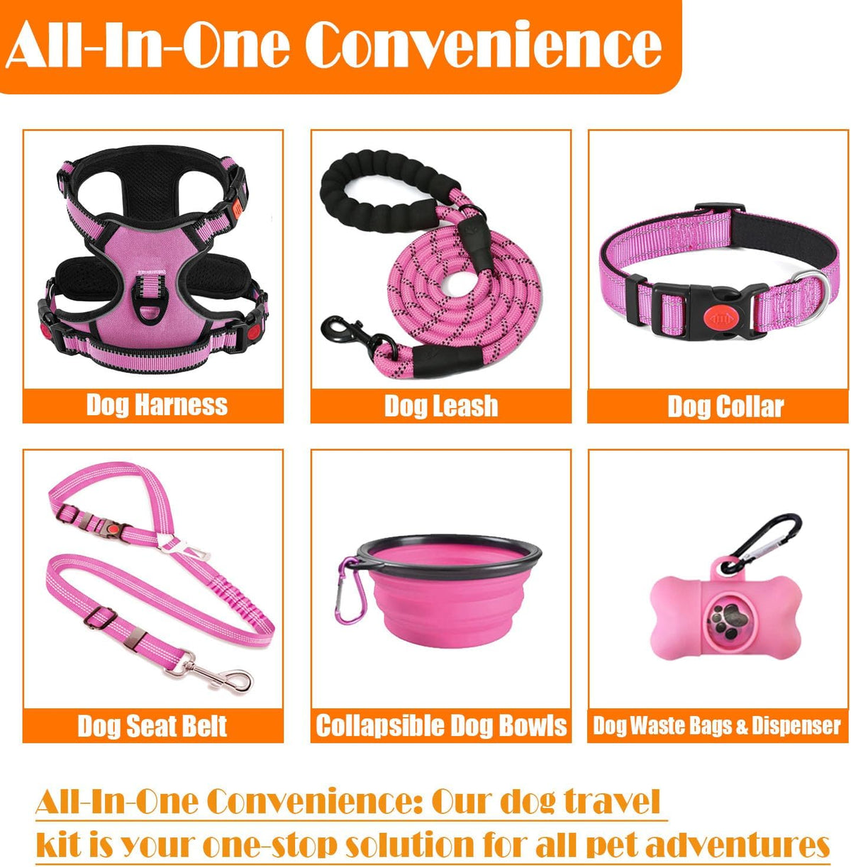 LOBEVE No Pull Dog Harness, Collar & Leash Set with Travel Accessories