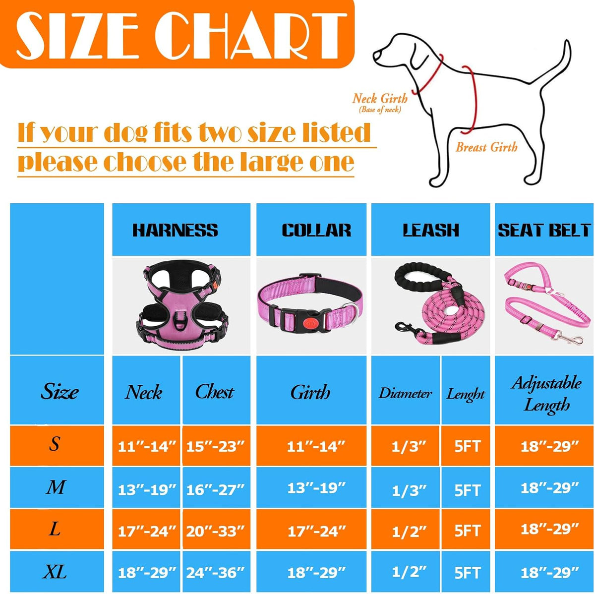 LOBEVE No Pull Dog Harness, Collar & Leash Set with Travel Accessories