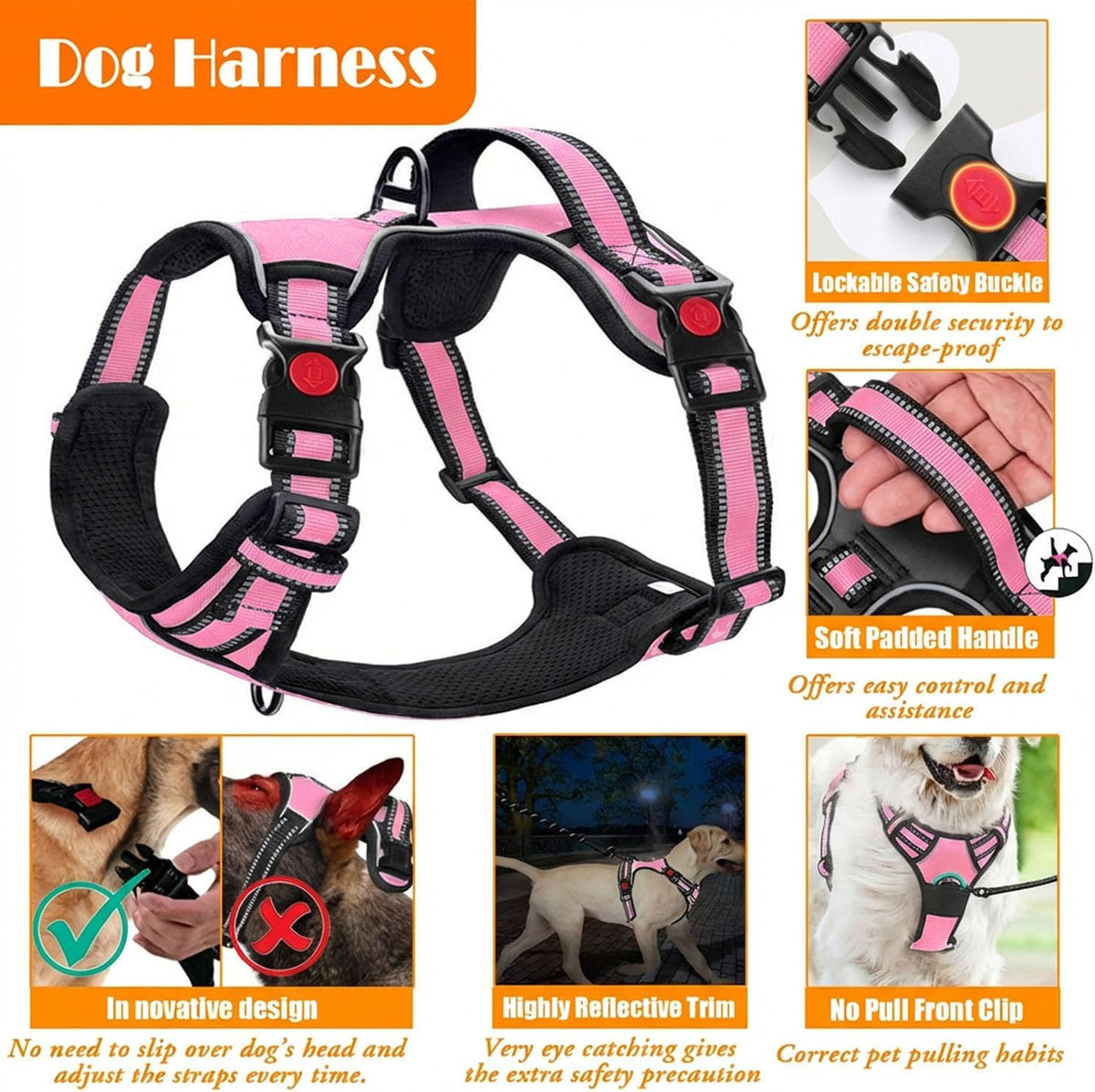 LOBEVE No Pull Dog Harness, Collar & Leash Set with Travel Accessories