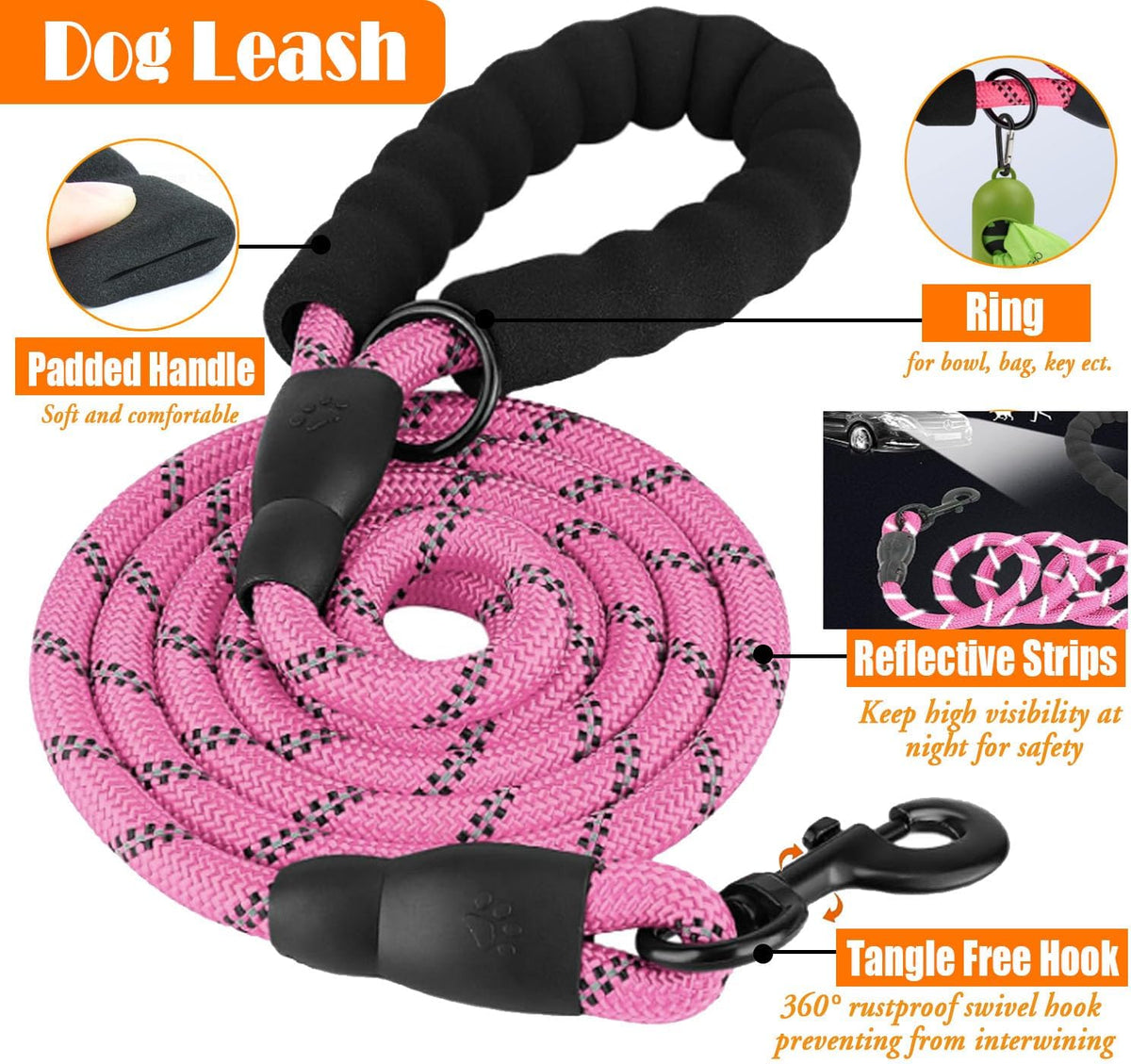 LOBEVE No Pull Dog Harness, Collar & Leash Set with Travel Accessories