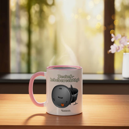 Dutch Oven Lid Lifter Saying Dutch Oven Ceramic Mug, Pink/White