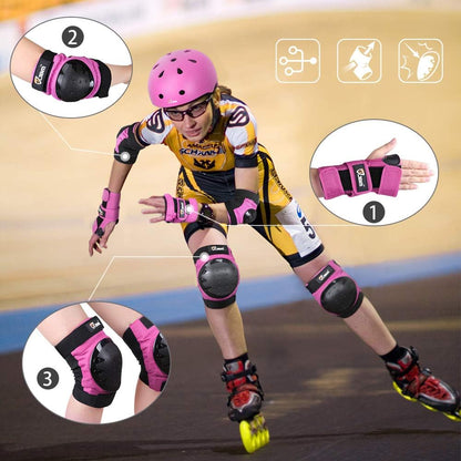 Adult & Kids Knee Pads Elbow Pads and Wrist Guards for Inline Skating, Roller Skating, Skateboarding, Scootering
