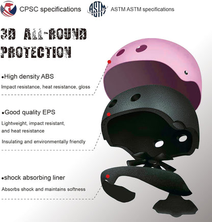 Kids Bike Helmet, Adjustable Multi-Sport Helmet for Ages 3–16, 3 Sizes