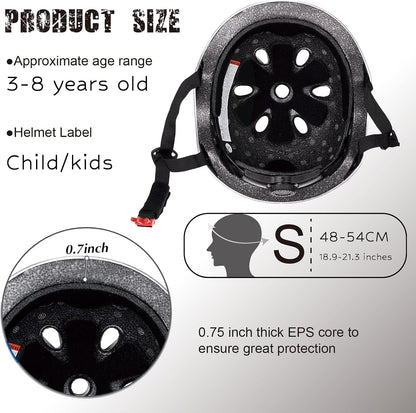 Kids Bike Helmet, Adjustable Multi-Sport Helmet for Ages 3–16, 3 Sizes