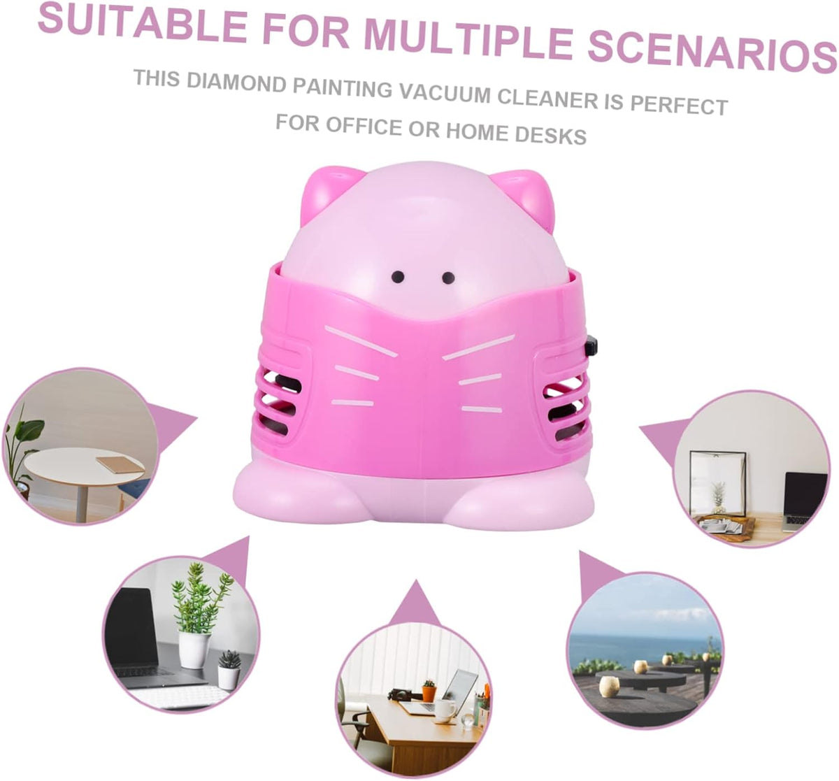 Pink Mini Desk Vacuum Cleaner for Ash Crumbs and Drill Pickup