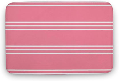 Pink Stripes Bathroom Rugs, Non Slip & Absorbent Bath Mat Carpets for Bathroom, Entryway or Sink 16" x 24"