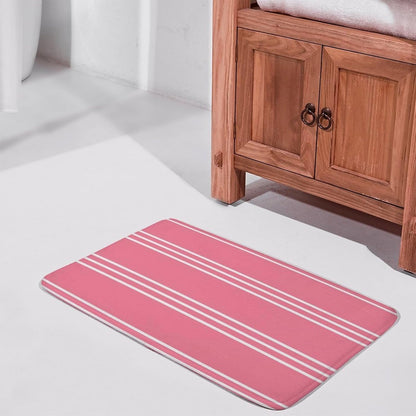 Pink Stripes Bathroom Rugs, Non Slip & Absorbent Bath Mat Carpets for Bathroom, Entryway or Sink 16" x 24"