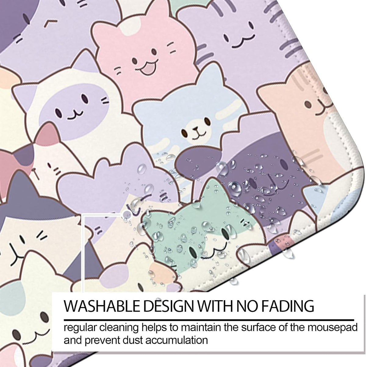 Cute Cat Gaming Desk Mat, Kawaii Pastel Extended Mouse Pad, Pink