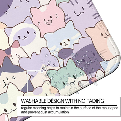 Cute Cat Gaming Desk Mat, Kawaii Pastel Extended Mouse Pad, Pink