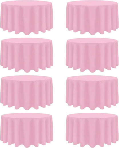 8 Packs 90 Inch Pink Round Tablecloth