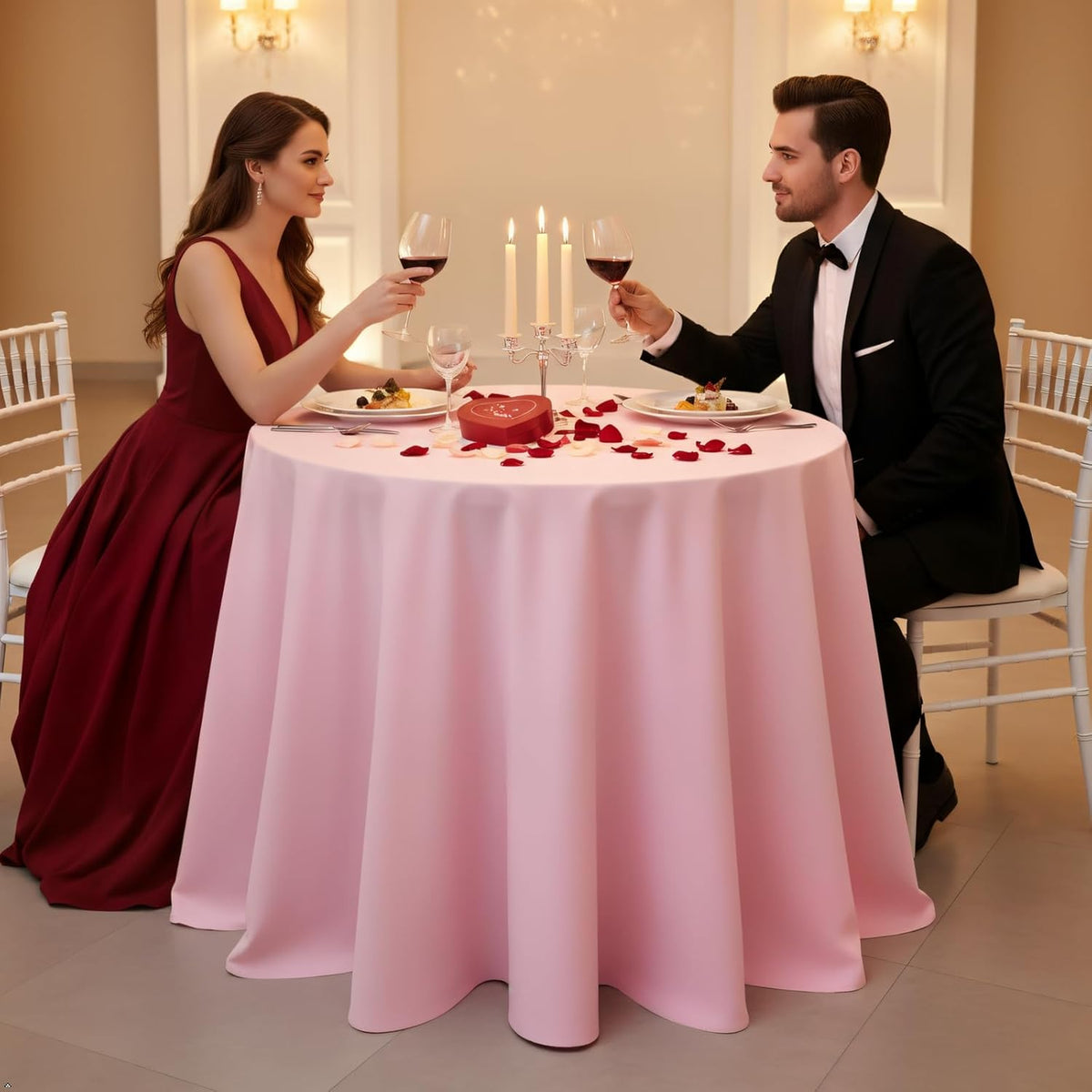 8 Packs 90 Inch Pink Round Tablecloth
