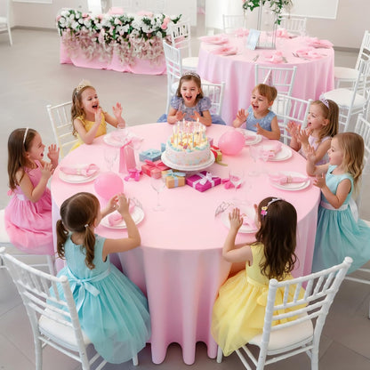 8 Packs 90 Inch Pink Round Tablecloth