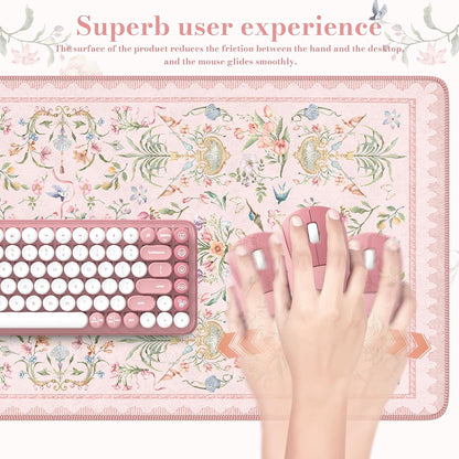 Pink Desk Cover Mat, Big Mouse Pad for Laptop,Floral