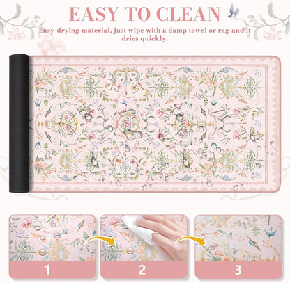 Pink Desk Cover Mat, Big Mouse Pad for Laptop,Floral