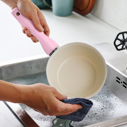 Rio Hard Anodized Healthy Ceramic Nonstick, 7" 9.5" and 11" 3 Piece Frying Pan Skillet Set, Soft Grip Handle, PFAS-Free, Dishwasher Safe, Oven Safe, Pink