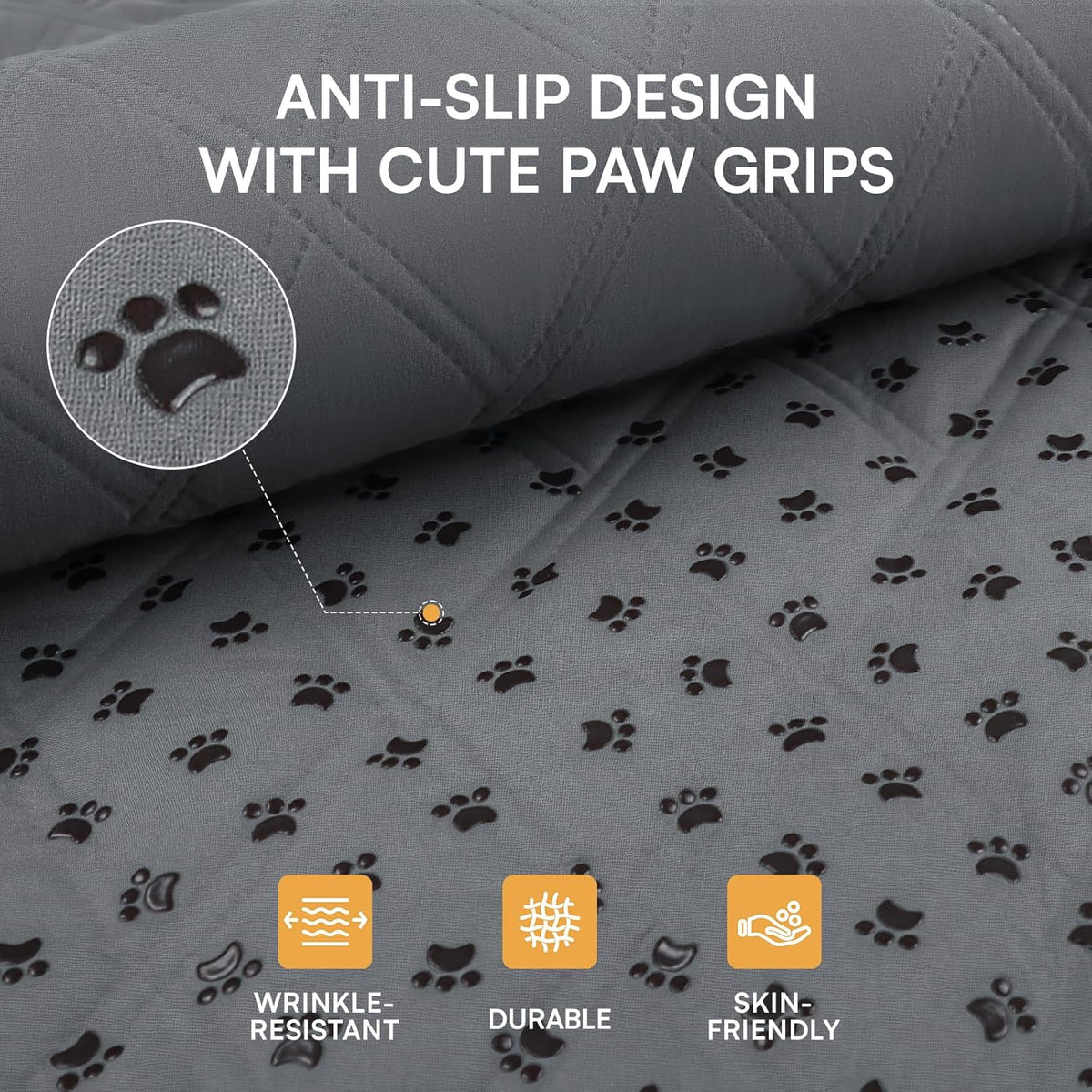 1 Pack 3 Blankets Super Soft Pet Flannel Throw for Dog Puppy Cat Paw Brown/Pink/White, 23x16 inch &100% Waterproof Couch Cover Blanket for Dogs Anti-Slip Pet Couch Protector Grey, 30x70 Inch