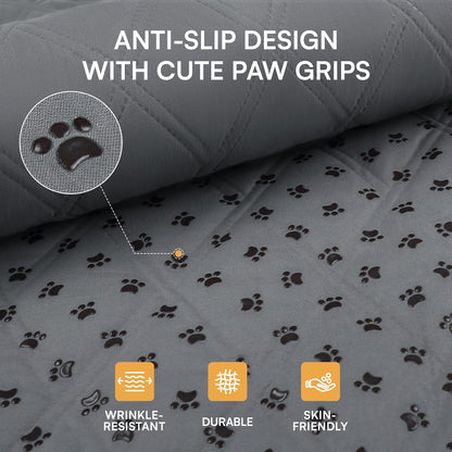 1 Pack 3 Blankets Super Soft Pet Flannel Throw for Dog Puppy Cat Paw Brown/Pink/White, 23x16 inch &100% Waterproof Couch Cover Blanket for Dogs Anti-Slip Pet Couch Protector Grey, 30x70 Inch