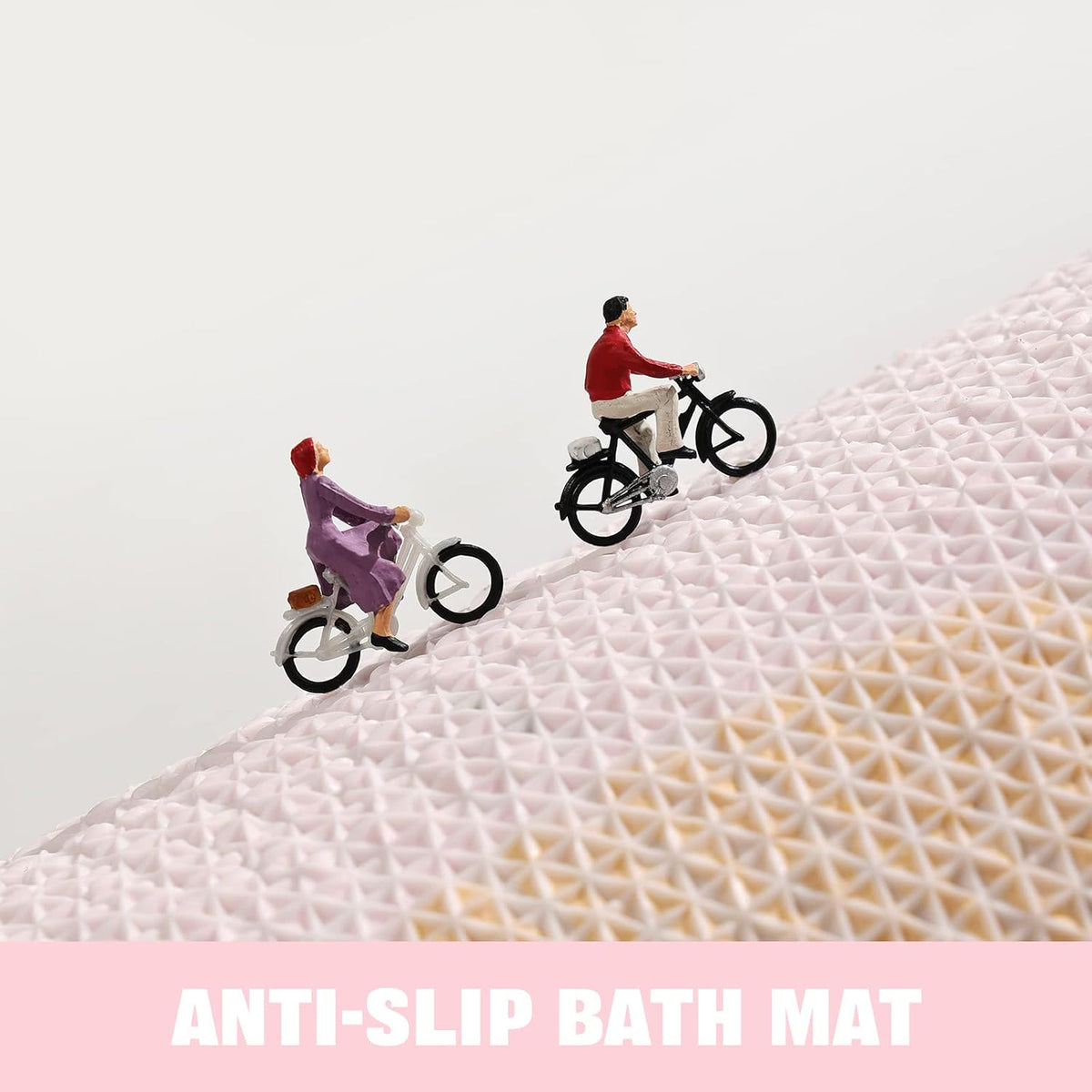 Flower Bathroom Rug, Round Non-Slip Bath Mat, 23.6"x23.6", Pink
