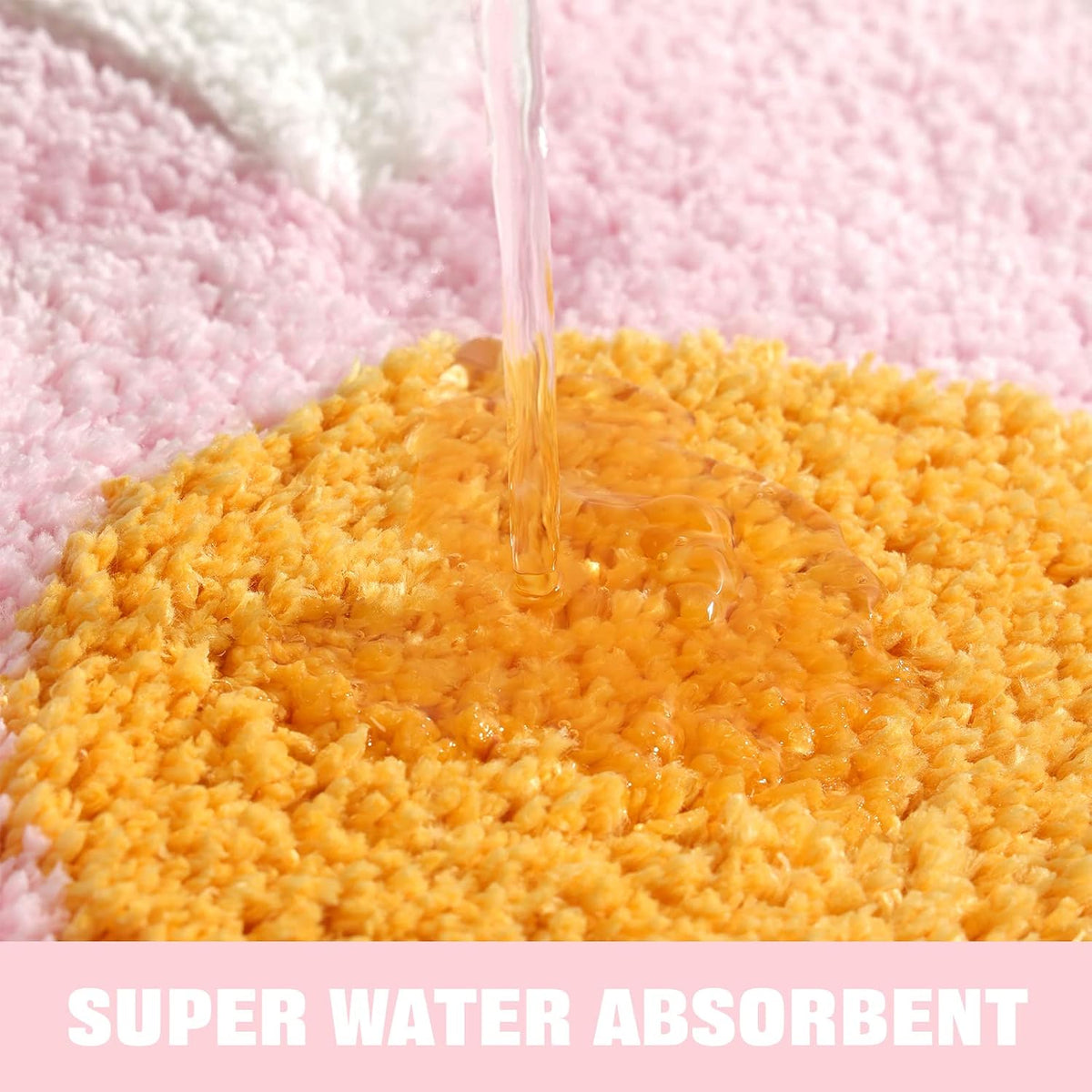 Flower Bathroom Rug, Round Non-Slip Bath Mat, 23.6"x23.6", Pink