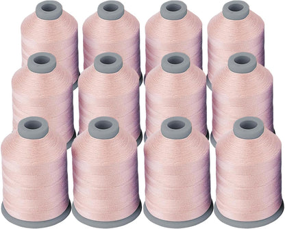 All Purposes Sewing Thread, 12 Spools Size 40D/2 Polyester Thread for Sewing, Quilting & Sewing Machine - Handy Polyester Sewing Threads for Sewing Machine (Pink)