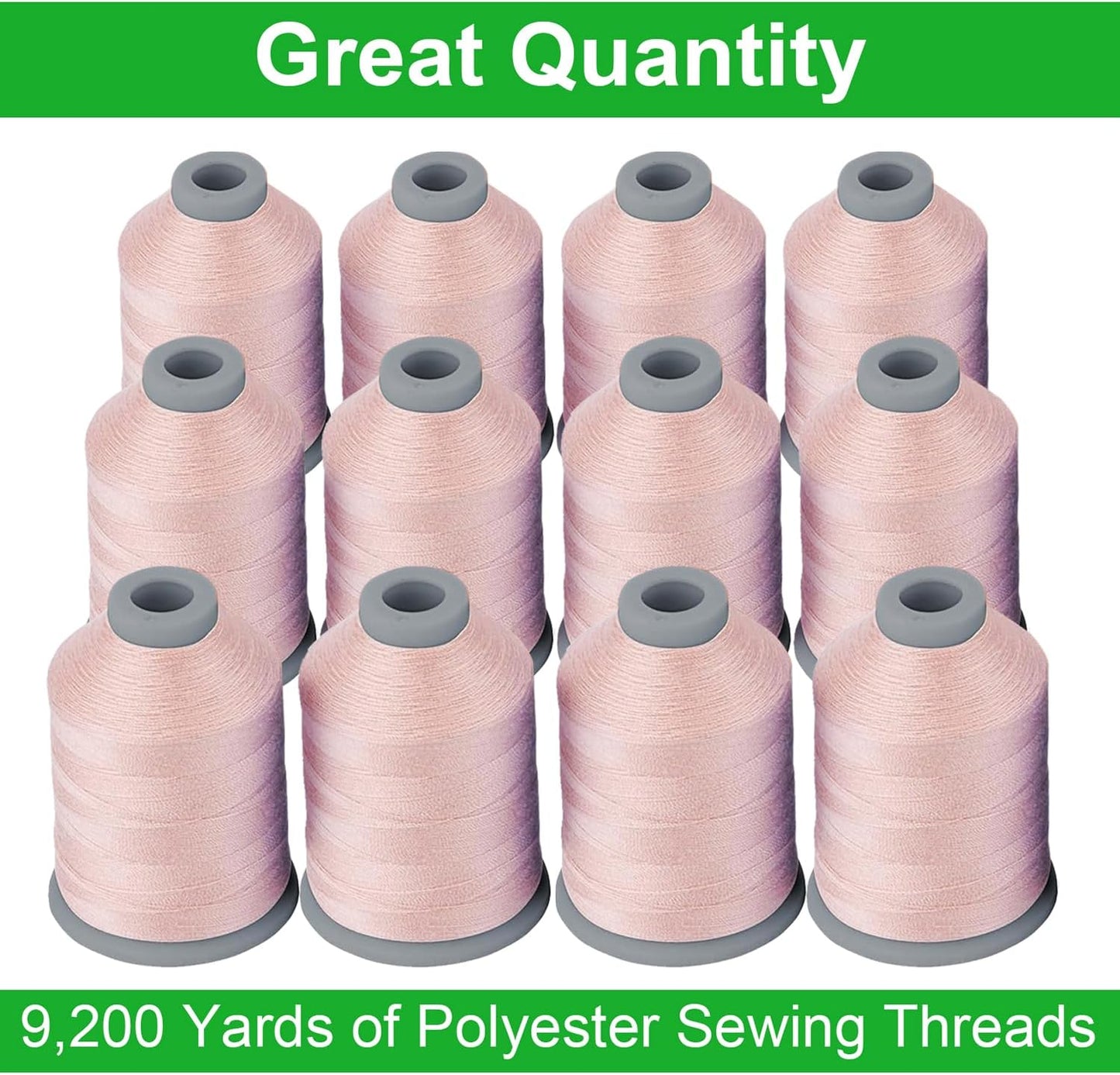 All Purposes Sewing Thread, 12 Spools Size 40D/2 Polyester Thread for Sewing, Quilting & Sewing Machine - Handy Polyester Sewing Threads for Sewing Machine (Pink)