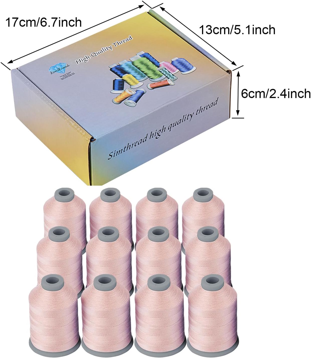 All Purposes Sewing Thread, 12 Spools Size 40D/2 Polyester Thread for Sewing, Quilting & Sewing Machine - Handy Polyester Sewing Threads for Sewing Machine (Pink)