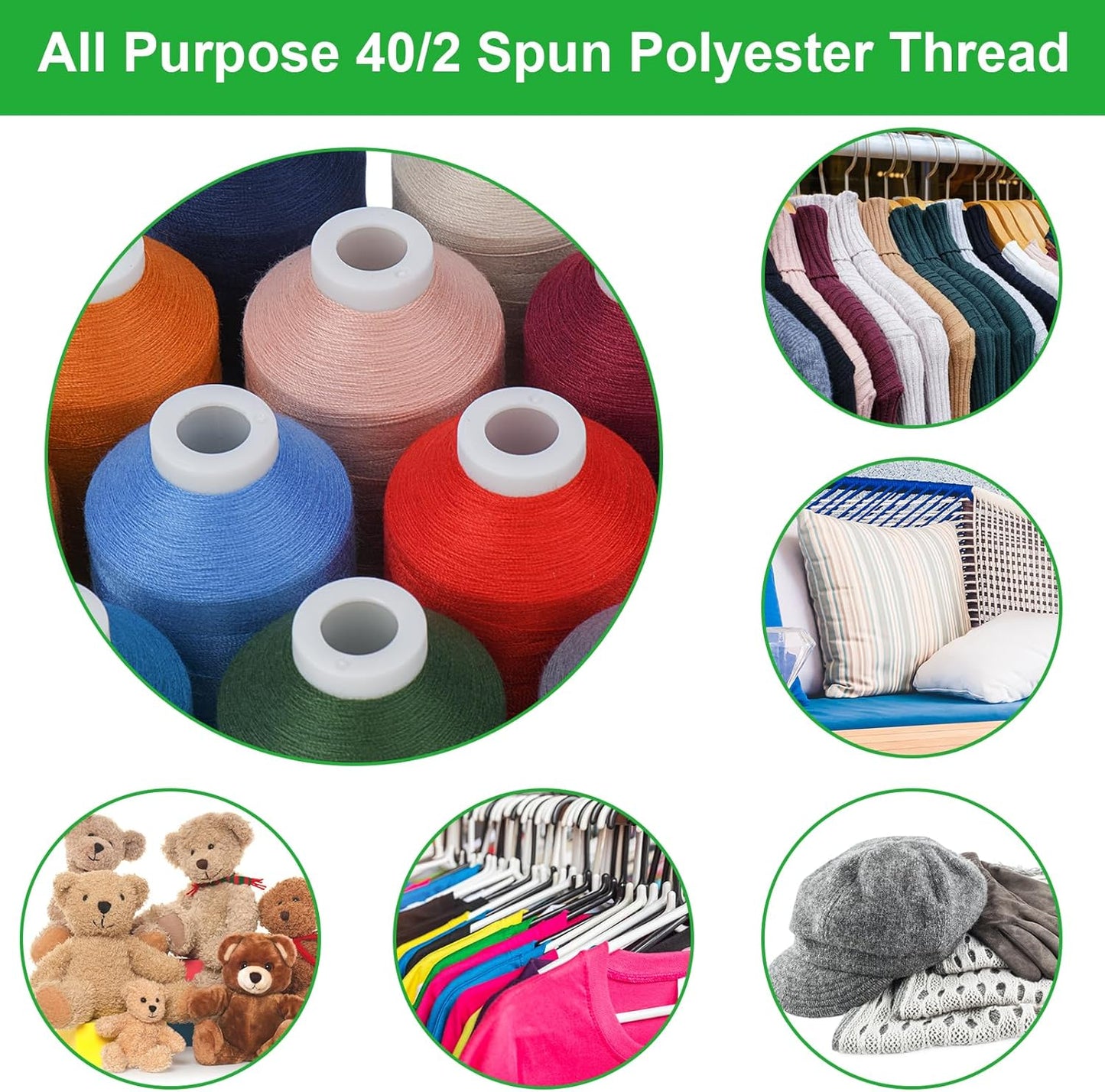 All Purposes Sewing Thread, 12 Spools Size 40D/2 Polyester Thread for Sewing, Quilting & Sewing Machine - Handy Polyester Sewing Threads for Sewing Machine (Pink)