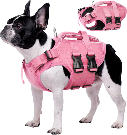 Dog Life Jacket, High Flotation Reflective Dog Life Vest, Pink, M