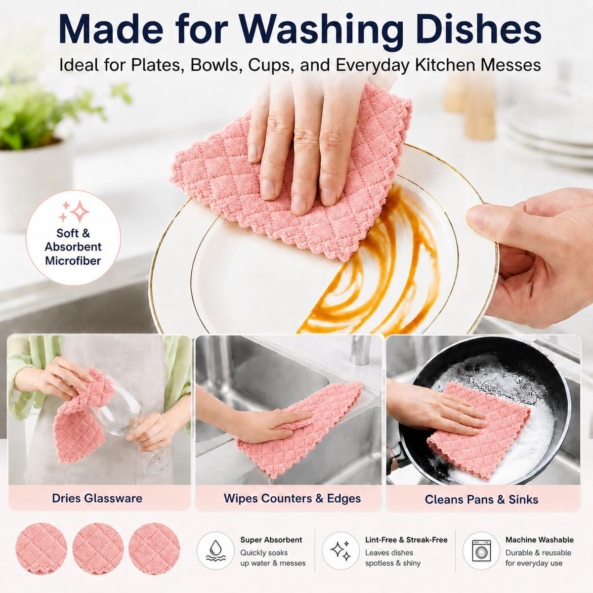 12 Pack Dish Cloths for Washing Dishes