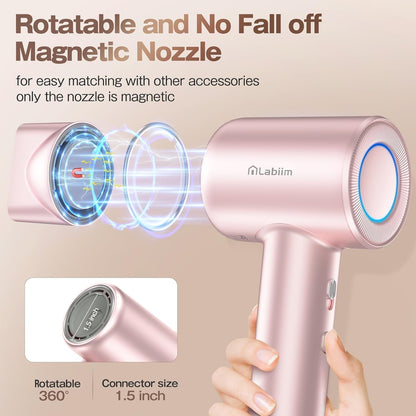 Labiim Hair Dryer, High-Speed Ionic Blow Dryer 110,000 RPM Motor, Pink