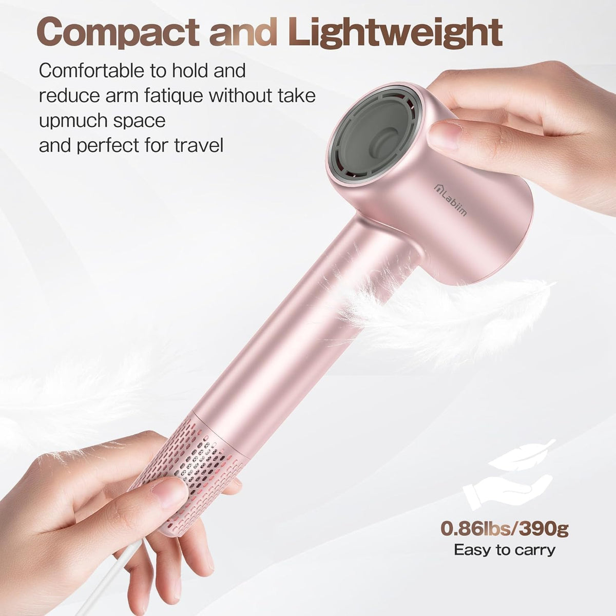 Labiim Hair Dryer, High-Speed Ionic Blow Dryer 110,000 RPM Motor, Pink