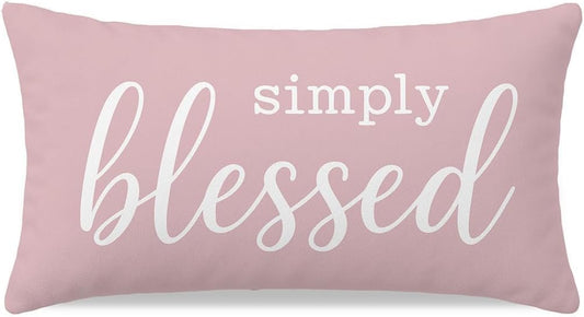 Decorative Lumbar Pillow Cover 12x20 Inch Simply Blessed, Pink