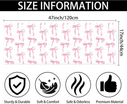 Pink Bow Bathroom Rugs 17X47 Inch Long Cute Bath Mats Pink Bathroom Decor Absorbent Non Slip Bath Rug with Rubber Backing for Home Laundry
