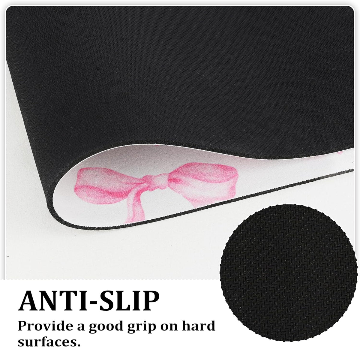 Pink Bow Bathroom Rugs 17X47 Inch Long Cute Bath Mats Pink Bathroom Decor Absorbent Non Slip Bath Rug with Rubber Backing for Home Laundry