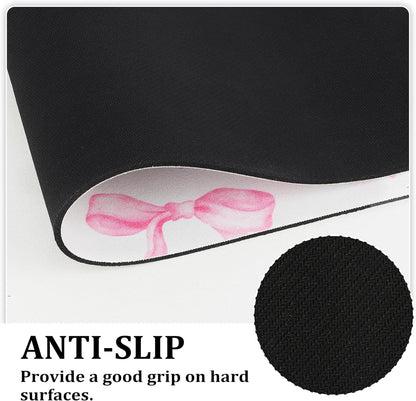 Pink Bow Bathroom Rugs 17X47 Inch Long Cute Bath Mats Pink Bathroom Decor Absorbent Non Slip Bath Rug with Rubber Backing for Home Laundry