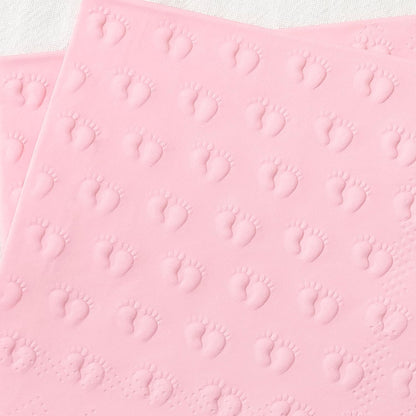 3-Ply Baby Shower Napkins for Girl, 50 Pack Embossed Footprints Pink Napkins for Girl Baby Shower Decorations, Disposable Paper Cocktail Napkin, and Not Easily Torn