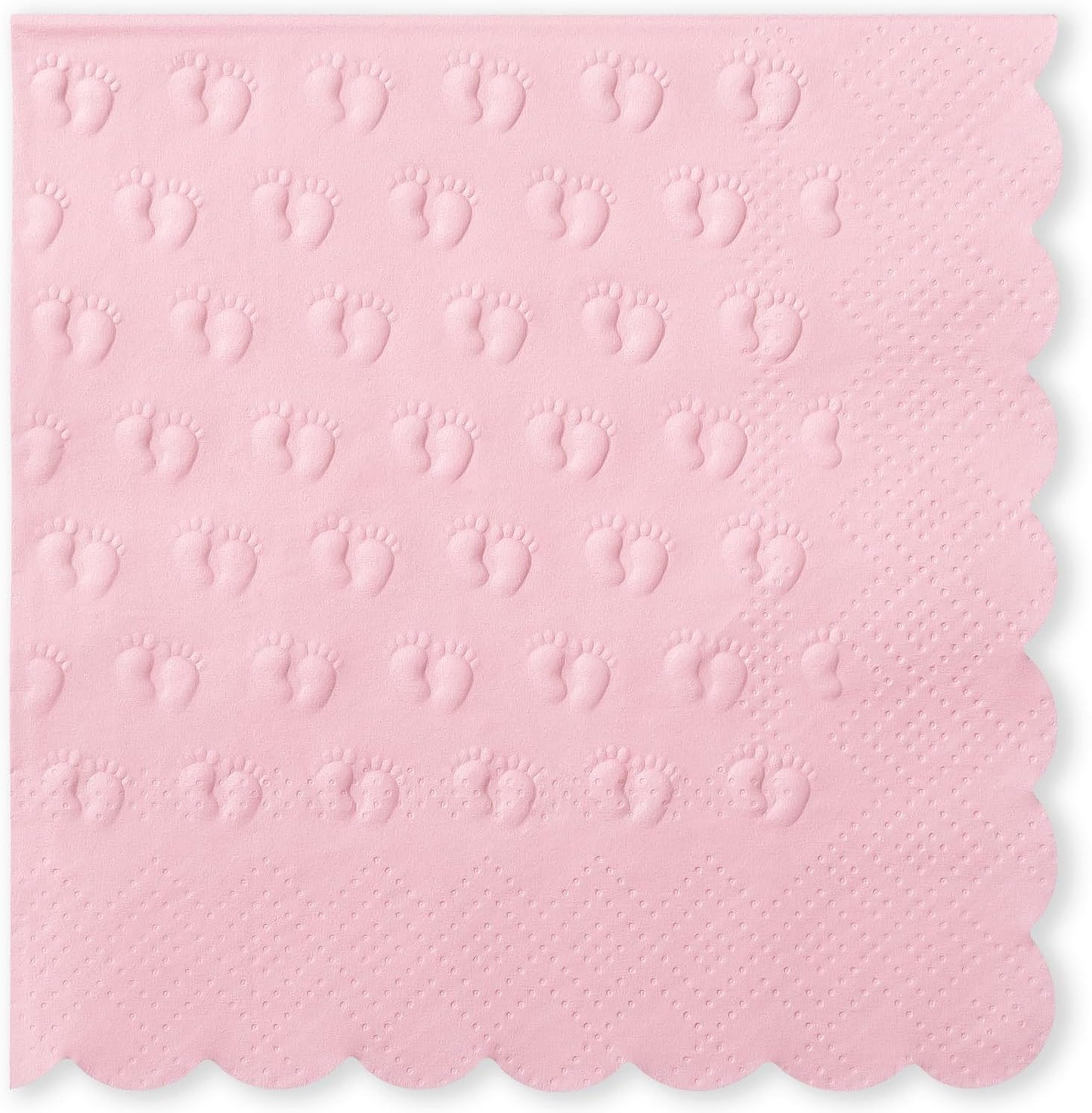 3-Ply Baby Shower Napkins for Girl, 50 Pack Embossed Footprints Pink Napkins for Girl Baby Shower Decorations, Disposable Paper Cocktail Napkin, and Not Easily Torn
