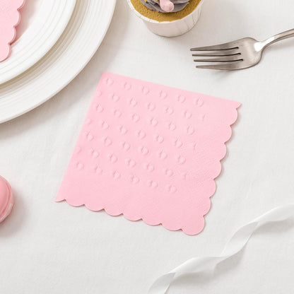 3-Ply Baby Shower Napkins for Girl, 50 Pack Embossed Footprints Pink Napkins for Girl Baby Shower Decorations, Disposable Paper Cocktail Napkin, and Not Easily Torn