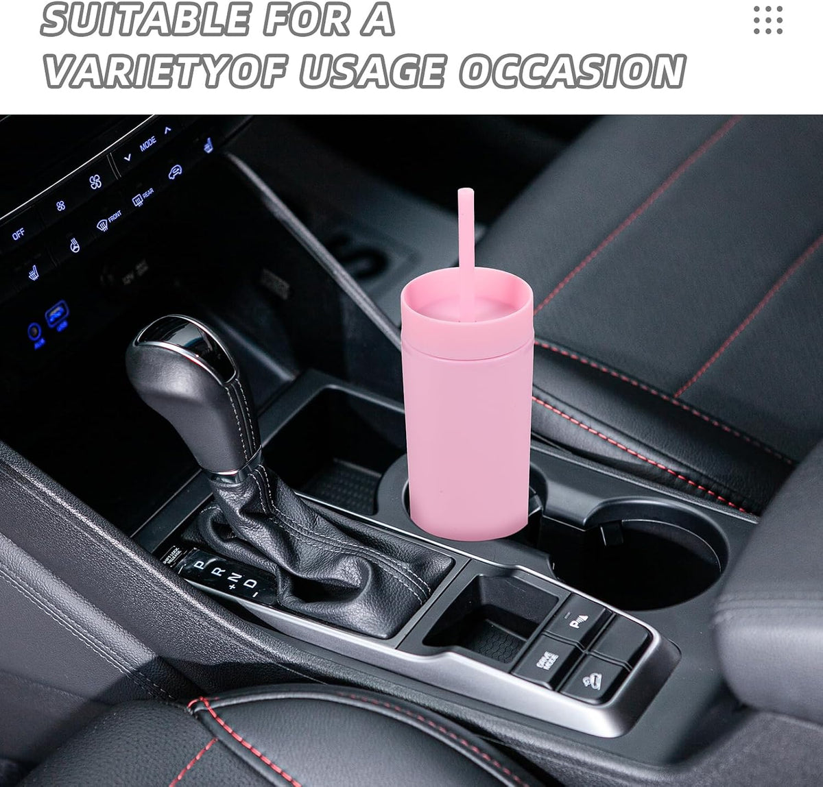Volhoply 16oz Plastic Skinny Tumbler With Lid and Straw Bulk 4 Pack,Insulated Double Wall BPA Free Matte Acrylic Tumblers,Iced Coffee Travel Mug Reusable Party Cup,Customizable Diy Gifts(Pink,4 Set)
