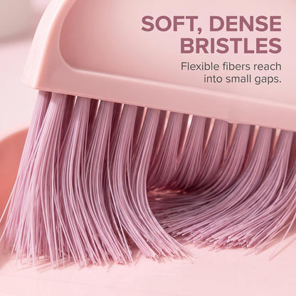Plastic Mini Broom and Dustpan,Mini Cleaning Brush with Dustpan Set Desktop Cleaning Accessories,Pink with Set,Plastic Broom