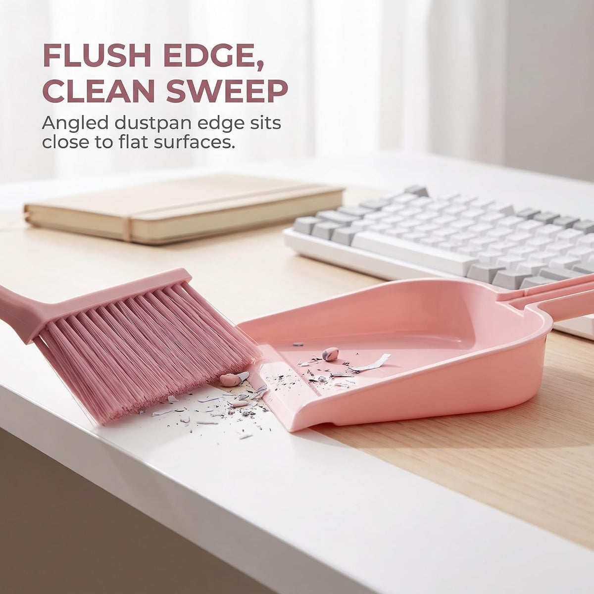 Plastic Mini Broom and Dustpan,Mini Cleaning Brush with Dustpan Set Desktop Cleaning Accessories,Pink with Set,Plastic Broom