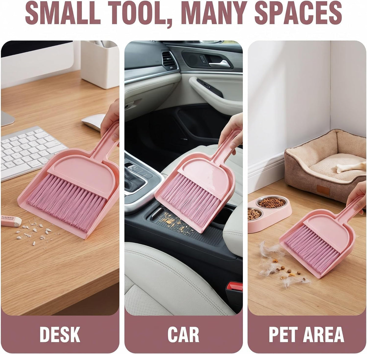 Plastic Mini Broom and Dustpan,Mini Cleaning Brush with Dustpan Set Desktop Cleaning Accessories,Pink with Set,Plastic Broom