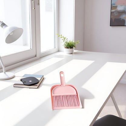Plastic Mini Broom and Dustpan,Mini Cleaning Brush with Dustpan Set Desktop Cleaning Accessories,Pink with Set,Plastic Broom