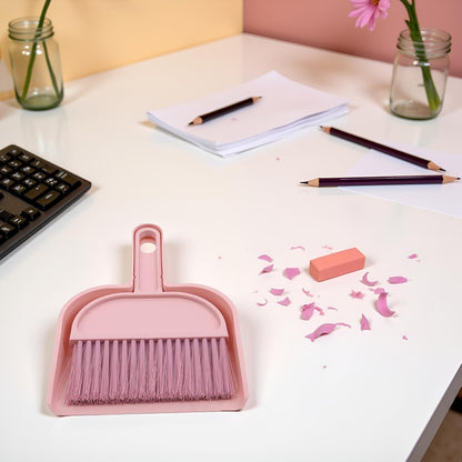 Plastic Mini Broom and Dustpan,Mini Cleaning Brush with Dustpan Set Desktop Cleaning Accessories,Pink with Set,Plastic Broom